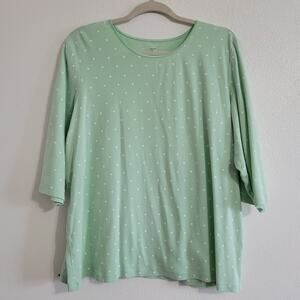 CJ Banks Women's 2X Round Neck Layer-Your-Look Polka Dot Blouse